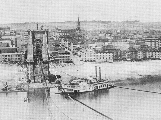 roebling bridge under construction